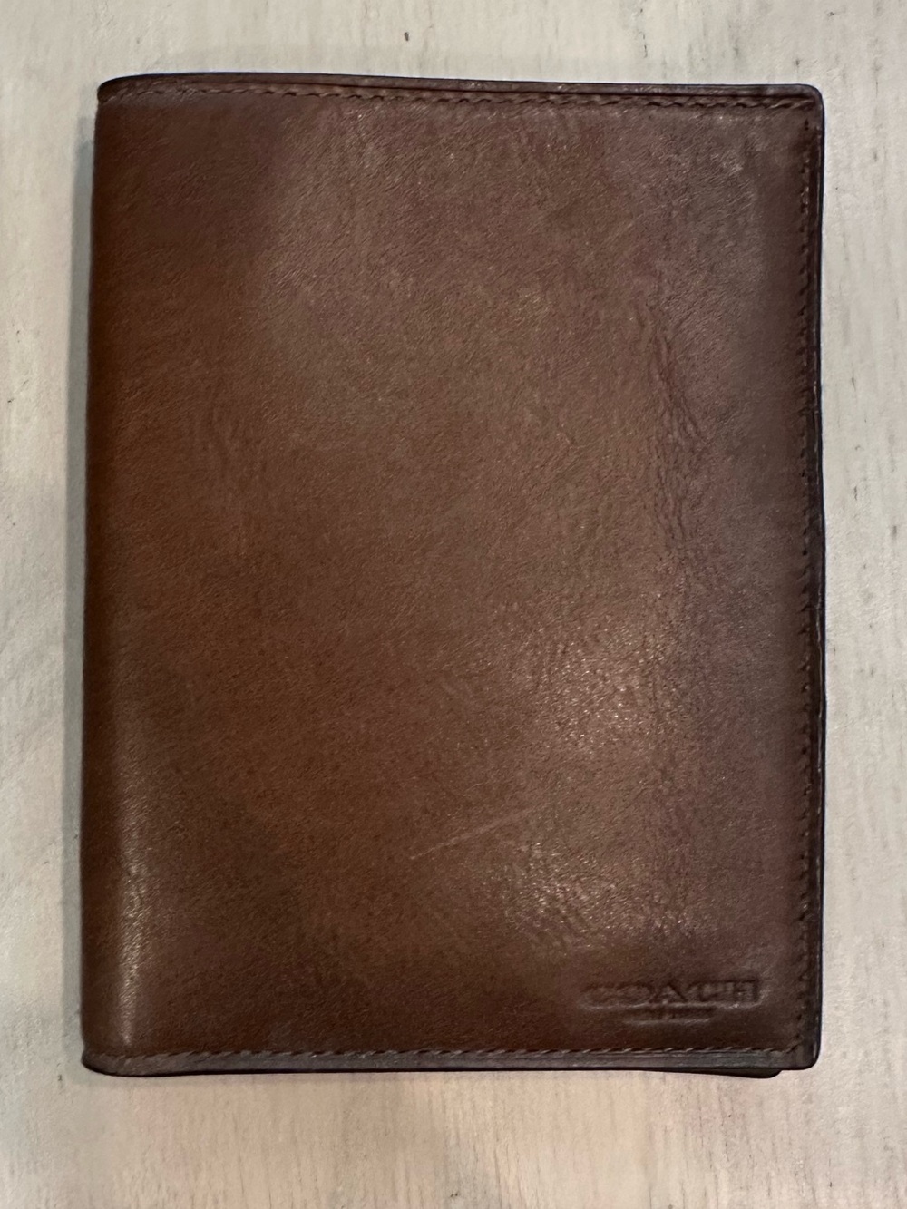 Coach Brown Leather Passport Cover with Card Slots